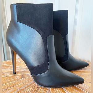 NWT bebe Black Faux Leather & Faux Suede Booties